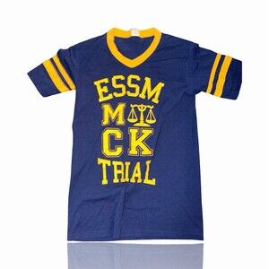 Augusta Sportswear Tee Unisex Adult Small Blue Gold Mock Trial Vintage V-Neck